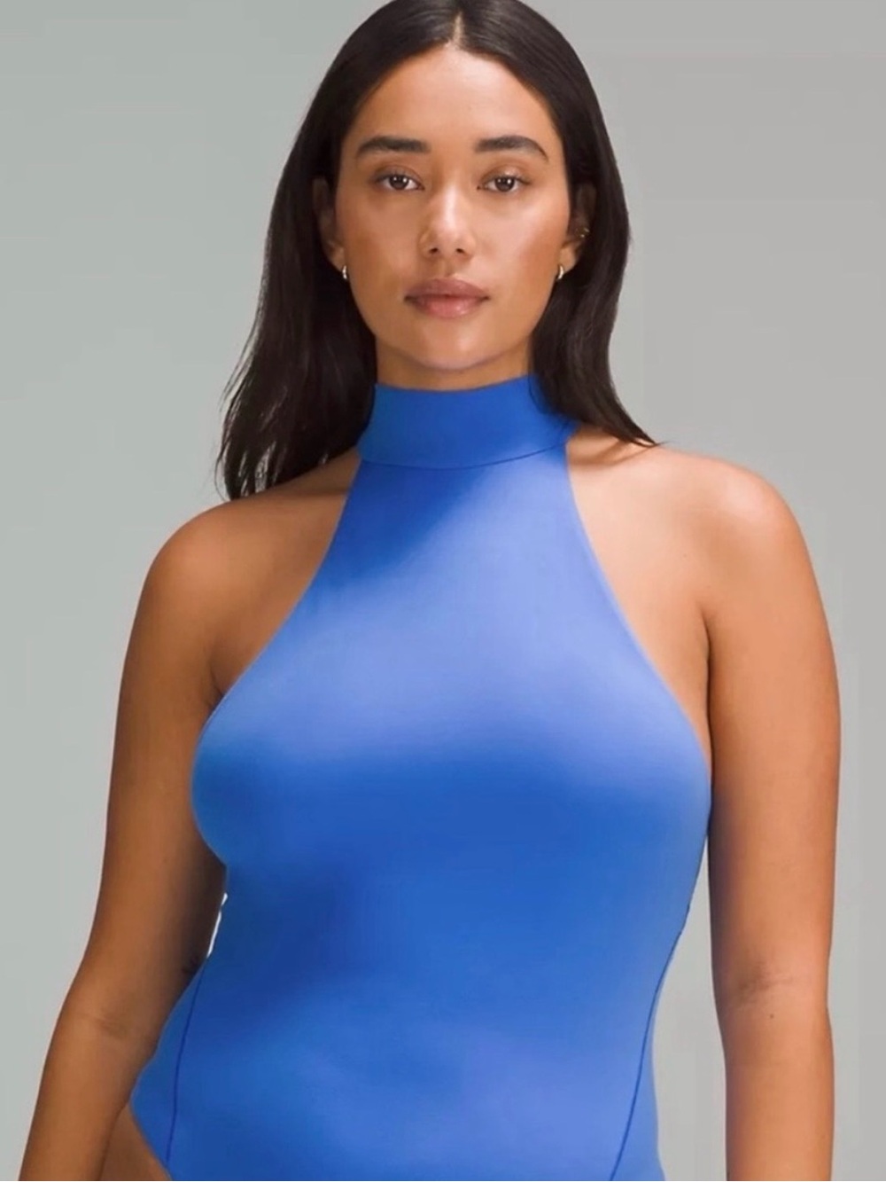 Wundermost Ultra-Soft Nulu Mockneck Sleeveless Bodysuit Blue Size XS